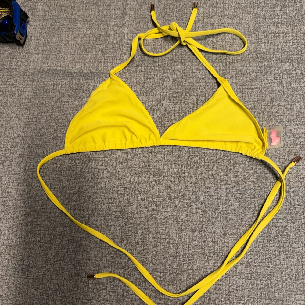 Bright Yellow Bikini Top with Adjustable Straps